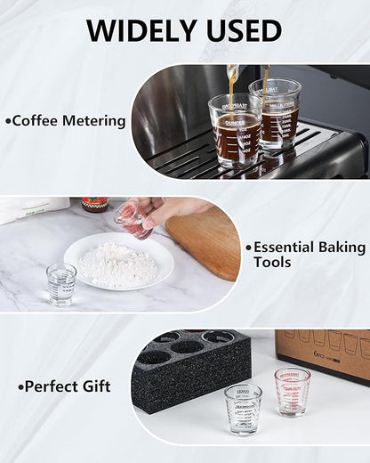 Shot Glasses Measuring Cup Set 4PACK Espresso Shot Glasses Liquid Heavy Glass 26-Incremental Measurement 1 OZ, 2 TBS, 6 TSP, 30 ML Kitchen Tools (RED&Black)