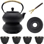 Load image into Gallery viewer, Japanese Tetsubin Tea Kettle Set with Cups, Cast Iron Teapot with Stainless Steel Infuser and Enameled Interior (900ml)