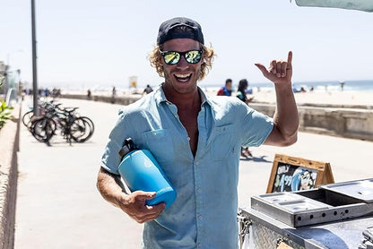 HYDRO CELL Stainless Steel Insulated Water Bottle with Straw - For Cold & Hot Drinks - Metal Vacuum Flask with Screw Cap and Modern Leakproof Sport Thermos for Adults (Sky/Blue 64oz)