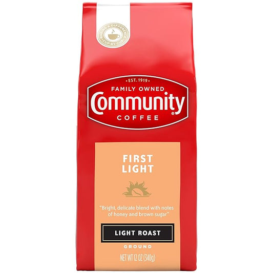 Community Coffee First Light Blend, 12 Ounces Light Roast Ground Coffee, 12 Ounce (Pack of 1)