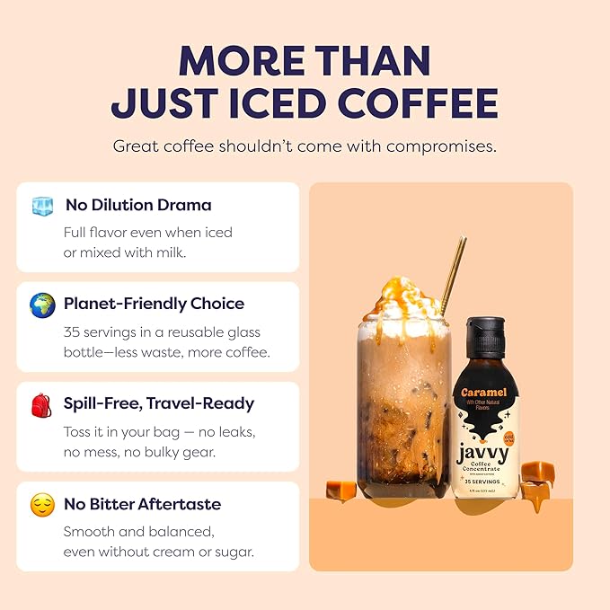 Coffee Concentrate - Cold Brew Coffee, Perfect for Hot or Iced Instant Coffees, Hot Drinks, Cold Brew Concentrate, 35 Servings - Caramel