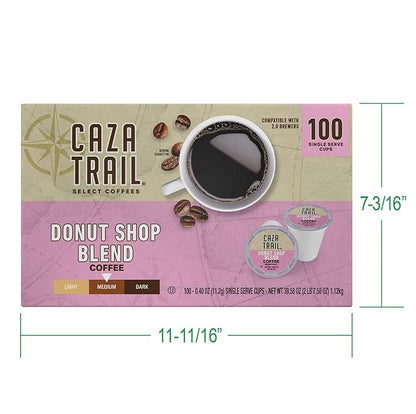 Caza Trail Coffee Pods, Donut Shop Blend, Single Serve 100 Count (Pack of 1) (Packaging May Vary)