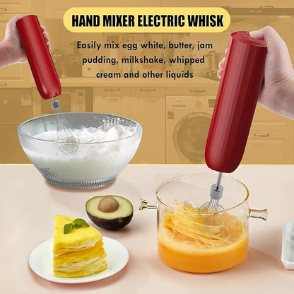4-in-1 Electric Hand Mixer, Electric Whisk, Mini Onion Chopper 10Oz, Small Cordless Hand Blender, Milk Frother Wand for Coffee, Matcha, 4 Speed Rechargeable Food Processor for Baby Food Maker