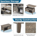 Load image into Gallery viewer, VINGLI Rustic Grey Lift Top Coffee Table, 36" Small Farmhouse Barn Door Coffee Table with Storage, Rectangular Center Coffe Table with Lifting Top, Lift Up Living Room Tables with Hidden Compartment