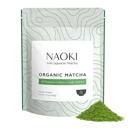 Naoki Matcha Organic All Purpose Blend - Authentic Japanese Culinary Grade Matcha Green Tea Powder from Japan (100g / 3.5oz)