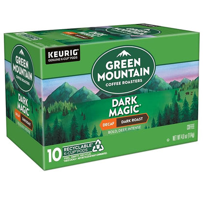 Green Mountain Coffee Dark Magic Decaf, Keurig Single Serve K-Cup Pods, Dark Roast Coffee, 60 Count, (6 Packs of 10)