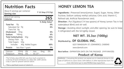 Damtuh Honey Lemon Tea 2.2lb (35.3 fl oz) – Traditional Korean Preserved Lemon with Honey, Refreshing Citrus Herbal Tea, Lemon Marmalade Preserve