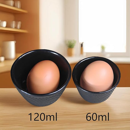 Japanese Cast Iron Tea Cups, Small and Heavy Teacups with no Handles, Japanese Style Cup for Adults, Asian Teacups, Coated with Enameled Interior, 4 Pcs/Box (Black, 2oz/60ml)