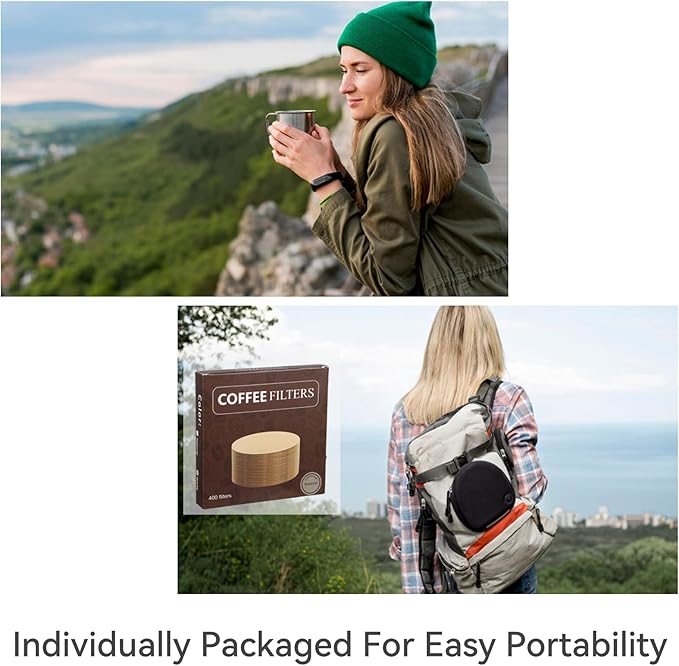 800Pcs Replacement Filter Paper Unbleached Natural Round Coffee Filter Coffee Accessories Compatible with Aerobie Aeropress Coffee, Espresso Makers, 1 Box