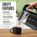 Load image into Gallery viewer, OVENTE Electric Kettle with 5 Temperature Control Presets, LED Digital Display, 5Hr Keep Warm Function, Auto Shut-Off and Boil Dry Protection, 1500W BPA Free Glass Water Heater and Boiler, Black KD95B