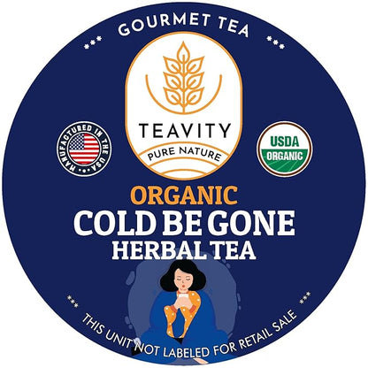 Organic Rooibos Tea Pods for Keurig with Lemon, Mint, Licorice - Unsweetened Decaf Tea for K Cup Brewing - Cold Be Gone by Teavity (24 Tea Pods)