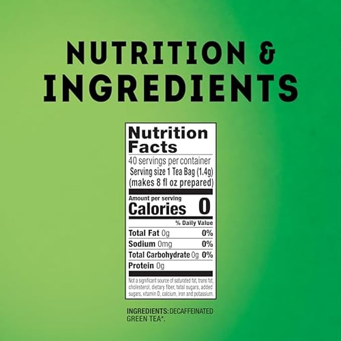 Lipton Decaf Green Tea Bags, Unsweetened Iced or Hot Tea Bags, 240 Total Tea Bags (40ct - Pack of 6)