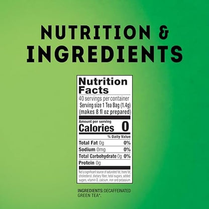 Lipton Decaf Green Tea Bags, Unsweetened Iced or Hot Tea Bags, 240 Total Tea Bags (40ct - Pack of 6)