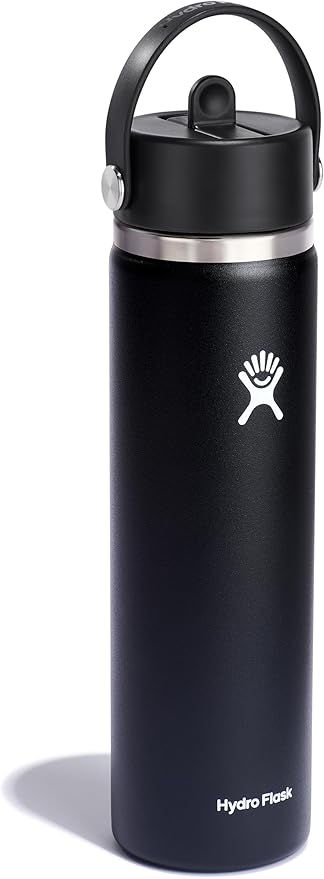 Hydro Flask Water Bottle - Insulated Stainless Steel - Wide Straw Lid, Non Spill, Leakproof in 24 Oz Cascade Blue