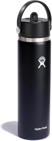 Hydro Flask Water Bottle - Insulated Stainless Steel - Wide Straw Lid, Non Spill, Leakproof in 24 Oz Cascade Blue
