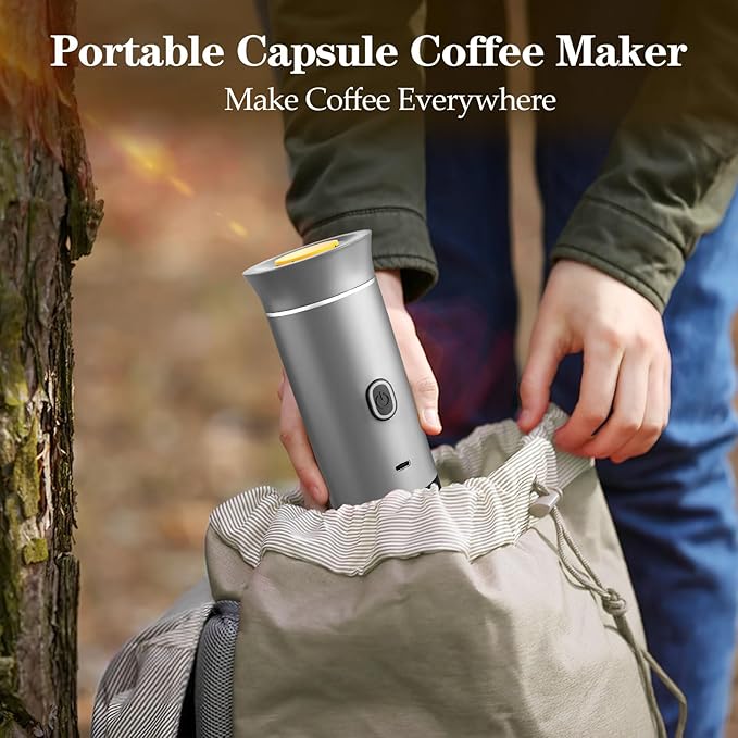 Portable Espresso Maker, Travel Coffee Maker for camping, Portable Espresso Machine with USB-C, 3-in-1 Small Espresso Machine with Ground Coffee & Capsules (NS＆DG) for RV, Hiking, Office