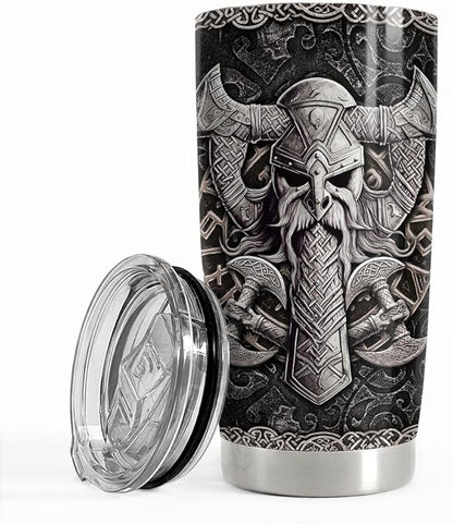 Viking Gifts for Men Viking Cup Tumbler 20oz Vikings Stainless Steel Insulated Tumblers Coffee Travel Mug Gift for Birthday Christmas