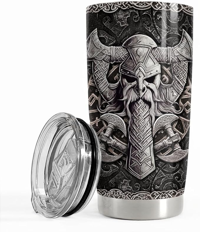 Viking Gifts for Men Viking Cup Tumbler 20oz Vikings Stainless Steel Insulated Tumblers Coffee Travel Mug Gift for Birthday Christmas