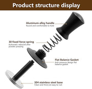 K COOL Coffee Tamper, Espresso Tamper, Premium Barista Tamper with Calibrated Spring, 100% Flat Stainless Steel Base Tamper for Espresso Coffee Machine (51mm, Black)