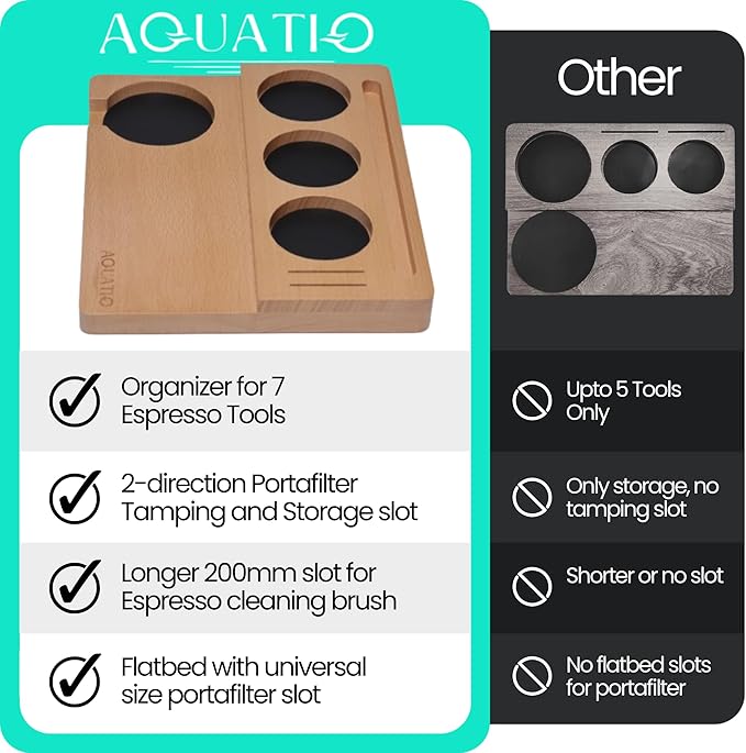 51-58 mm Wide Espresso Tamping Mat - Wooden Coffee Tamping Station - Espresso Accessories for Baristas