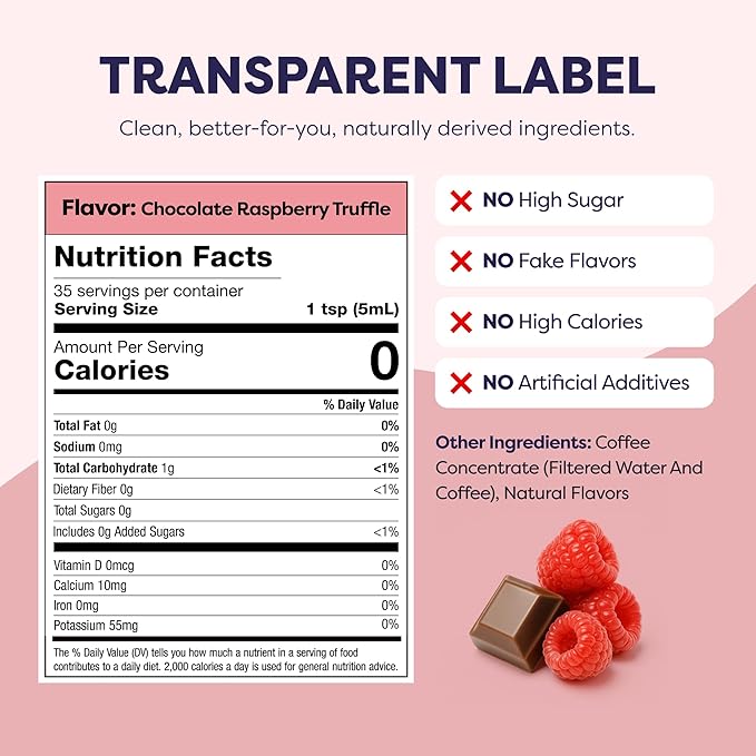 Coffee Concentrate - Limited Release Flavors - Cold Brew Coffee, Perfect for Hot or Iced Instant Coffees, Hot Drinks, Cold Brew Concentrate, 35 Servings - Chocolate Raspberry Truffle