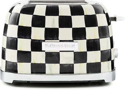 MACKENZIE-CHILDS 2-Slice Toaster, Decorative Toaster for Kitchen, Black-and-White Courtly Check
