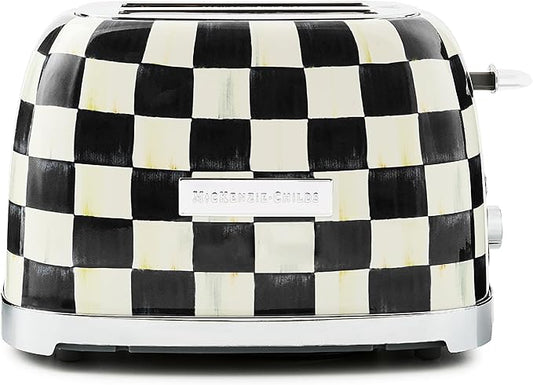 MACKENZIE-CHILDS 2-Slice Toaster, Decorative Toaster for Kitchen, Black-and-White Courtly Check