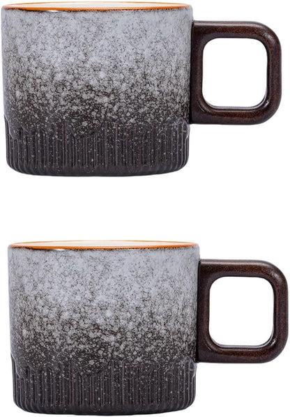 Espresso Cups Set of 2, 2 oz Ceramic Espresso Cups, Demitasse Cups for Tea or Coffee (Gray)