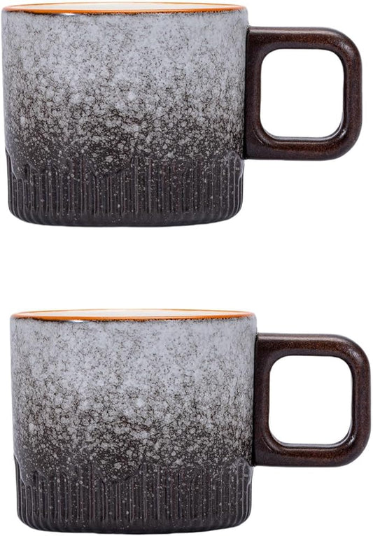 Espresso Cups Set of 2, 2 oz Ceramic Espresso Cups, Demitasse Cups for Tea or Coffee (Gray)