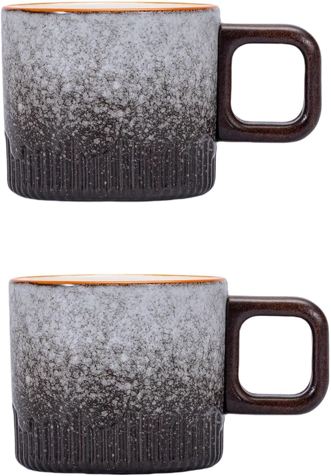 Espresso Cups Set of 2, 2 oz Ceramic Espresso Cups, Demitasse Cups for Tea or Coffee (Gray)