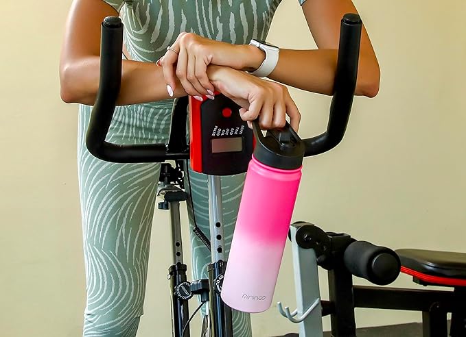 mininoo 24 oz Insulated Water Bottle with Straw Lid, Stainless Steel Double Wall Vacuum, Leak Proof, BPA Free, Keep Cold for 24H & Hot for 12H-2 pack(Black)