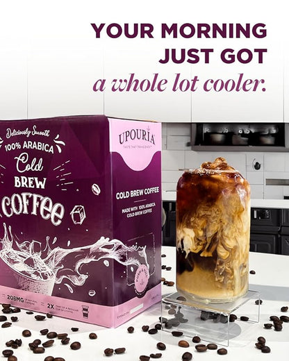 Upouria Cold Brew Coffee on Tap | Ready to Drink Cold Brewed Coffee | Cold Brew Coffee Drink Extracted from Premium Coffee Beans | Made from 100% Arabica Cold Brew Extract | Black & Bold | 128 fl oz