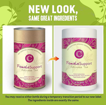 Dr. Cowan’s Garden Organic Ashitaba Tea - 20 Teabags - Female Support Hormone Balance - Supports Periods & PMS, Healthy Cycle Tea with Mint Chocolate Maté, Lady’s Mantle, & Ashitaba Herbs Grown in USA