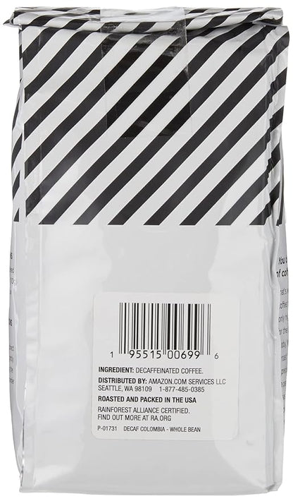 Amazon Fresh Decaf Colombia Whole Bean Coffee, Medium Roast, 12 Ounce