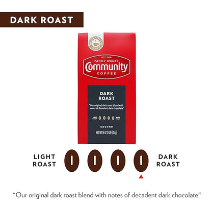 Community Coffee Dark Roast Ground Coffee,Vacuum Packed 16 Ounce Bags (Pack of 10)
