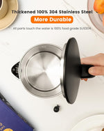 Load image into Gallery viewer, Electric Kettle Stainless Steel, 1.0L Small Water Boiler 1200W Fast Boiling, Double Wall Tea Kettle Pot Automatic Shut Off, Durable Coffee &amp; Tea Maker/Warmer/Heater Black