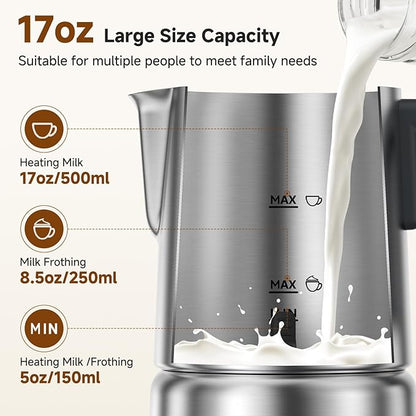 8-IN-1 Milk Frother and Steamer 600W w/Smart Touch Control, AMZCHEF 17oz/500ml Detachable Frother for Coffee, Automatic Warm and Cold Foam Maker, Hot Chocolate Maker, Dishwasher Safe