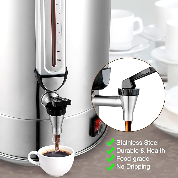 Commercial Coffee Urn 120 Cup Large Coffee Urn 20L Coffee Maker Stainless Steel Double Wall Coffee Percolator 1300W Quick Brew Hot Beverage Dispenser for Events, Offices, Parties, Catering, Gathering