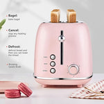 Load image into Gallery viewer, Roter Mond 2 Slice Toaster Retro Stainless Steel with Bagel, Cancel, and Defrost Functions, 6 Bread Shade Settings, Extra Wide Slots and Removable Crumb Tray, Pink