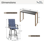 Load image into Gallery viewer, PHI VILLA 3 Piece Outdoor Bar Set, High Top Patio Bistro Table and Bar Chairs with Blue Textilene Fabric &amp; Rustproof Metal Frame for Backyard, Balcony, Garden &amp; Poolside