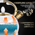 Load image into Gallery viewer, SUSTEAS Stove Top Whistling Tea Kettle - Food Grade Stainless Steel Teakettle Teapot with Cool Touch Ergonomic Handle, With 1 Silicone Pinch Mitt Included, 2.64 Quart(WHITE)