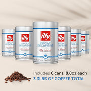 illy Whole Bean Coffee - Perfectly Roasted – Classico Decaf Roast - with Notes of Caramel, Toasted Bread & Chocolate - 100% Arabica Beans - No Preservatives – 8.8 Ounce, 6 Pack