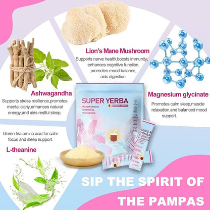 Super Yerba Mate Instant Powder Variety Pack - Citrus, Lemon & Grapefruit Flavors | 30 Servings Each | Energy Boost, Mental Clarity, Gut Health & Satiety | Prebiotics, Probiotics, Hot & Cold Brew, Portable (Lemon)