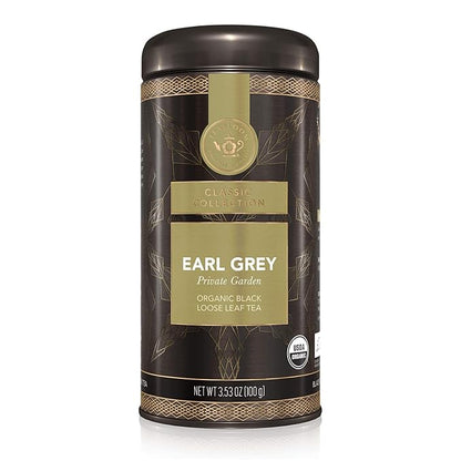 Teabloom Organic Black Tea, Earl Grey Private Garden Loose Leaf Tea, Classic Assam Whole Leaf Blend, USDA Certified Organic, Kosher Certified, 3.53 Ounce Loose Leaf Tea Canister Makes 35-50 Cups