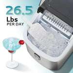Load image into Gallery viewer, EUHOMY Ice Maker Countertop, Portable Ice Machine with Carry Handle, 26.5lbs Per Day, 9 Cubes in 6 Mins, Auto-Cleaning, with Basket and Scoop, for Home, Kitchen, Camping, RV (Silver)