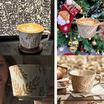 Load image into Gallery viewer, Ceramic Mug 1 pc, 11oz - Vintage Coffee Mug, Pottery Cups for Milk, Latte, Cappuccino, Tea - Porcelain Dishwasher, Microwave Safe Stoneware Gift for Women Men, Brown Leaf