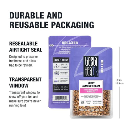 Tiesta Tea - Nutty Almond Cream, Premium Loose Leaf, Cinnamon Almond Herbal Tea Blend, Non-Caffeinated, Make Hot or Iced & Brews Up to 25 Cups, 2.1 Ounce Resealable Pouch