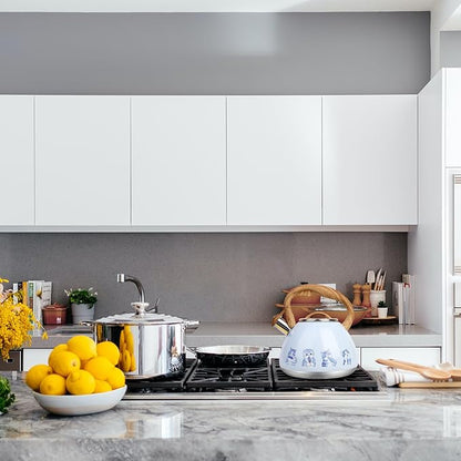 Tea Kettle, Toptier Teapot Whistling Kettle with Wood Pattern Handle Loud Whistle, Food Grade Stainless Steel Tea Pot for Stovetops Induction Water Kettle, 2.7-Quart Blue Cat