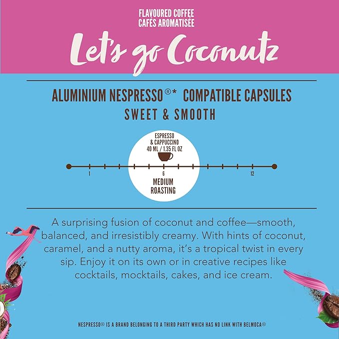 Belmio Let's Go Coconutz Espresso Coffee Pods – Medium Roast –Smooth & Tropical - Nespresso Original Line Compatible – 10 Count (Pack of 10)
