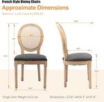 Load image into Gallery viewer, French Country Dining Chairs Set of 6, Vintage Wooden Dining Chairs with Fabric Upholstered Seat&amp;Rattan Oval Backrest,Solid Wood Legs&amp;Frame, Farmhouse Kitchen&amp;Living Room Chairs(Gray,6 Pcs)